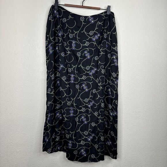 Vintage‎ Maxi Skirt Black Flower Modest Trad Wife 14 Cottage Core Church - Picture 1 of 9